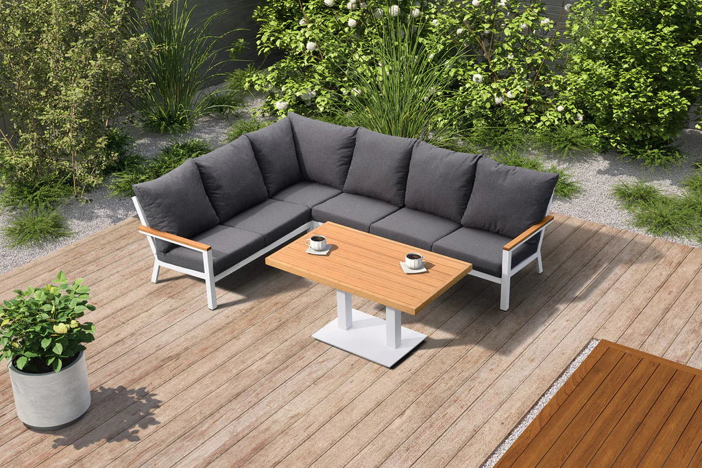 Black frame 5 pieces L shape corner Outdoor Lounge Furniture