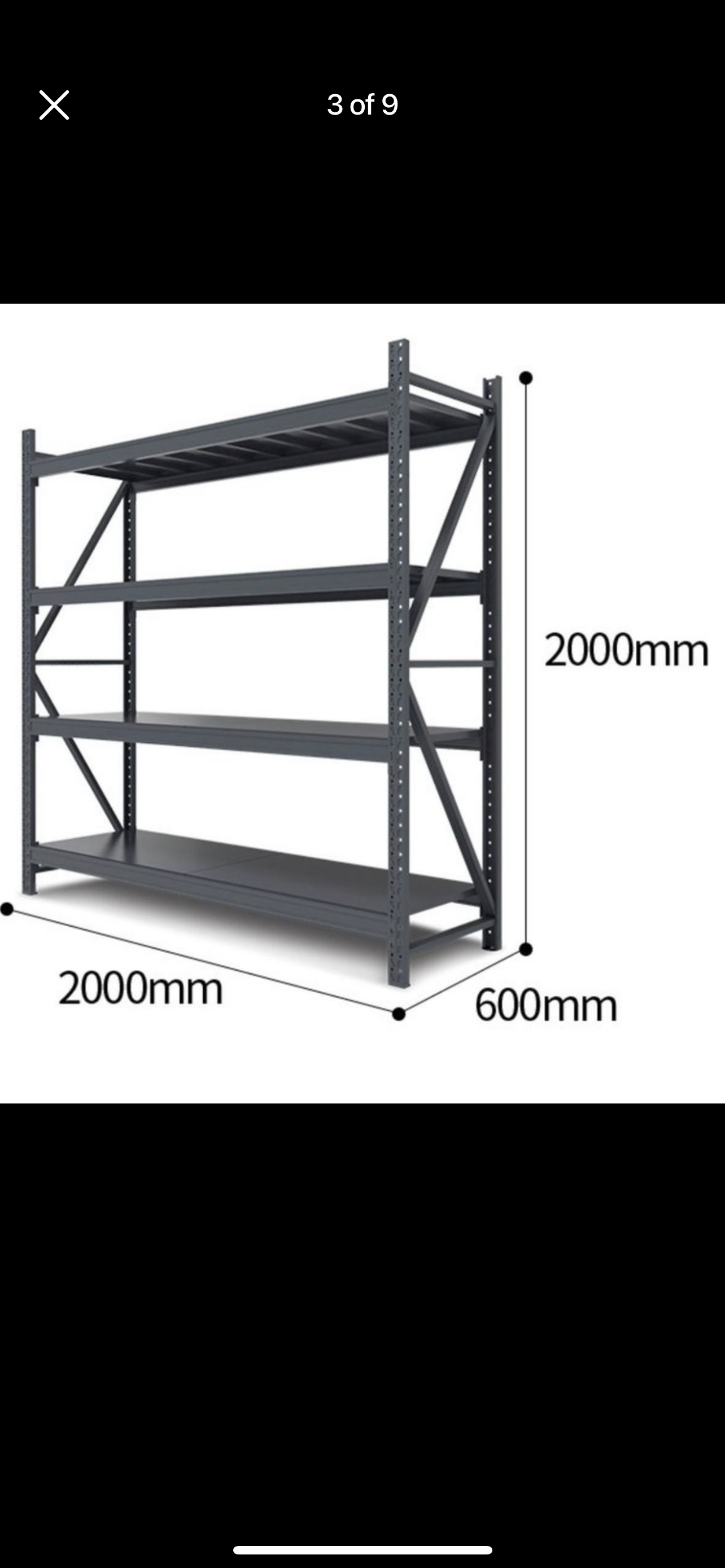 Matt Black Garage Industrial Shelving Units - Boltless Steel Racking Storage Shelves-2000x2000x600/800kg-DRY-Venture