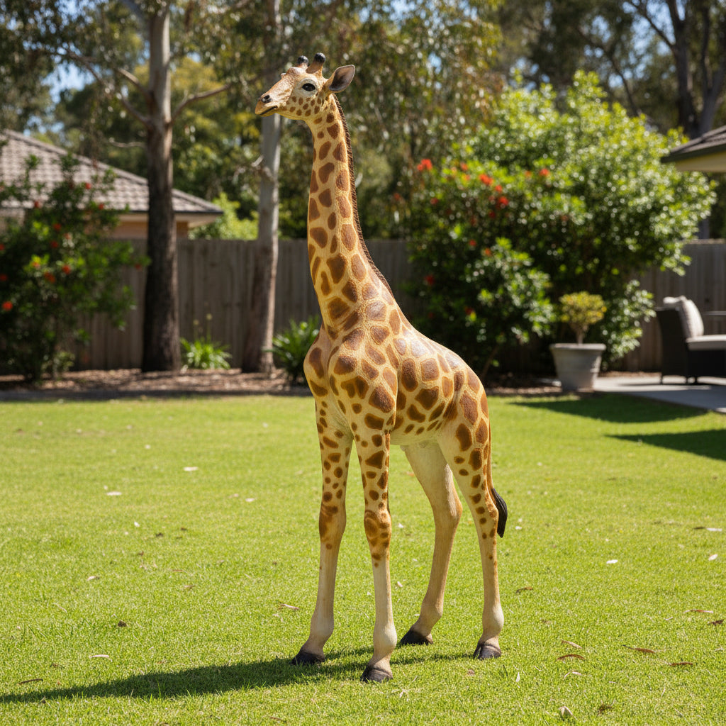 Giraffe figurine on a white background