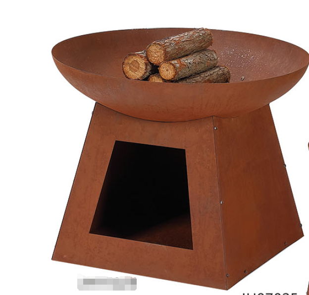 Large 80cm Wok Style Firepit with Tapered Base can store firewood